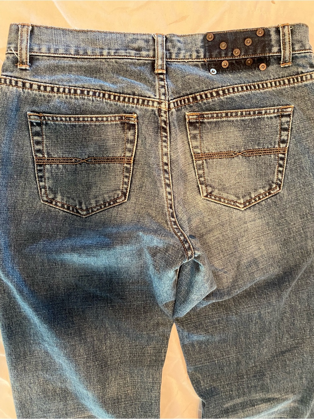 VTG Express Jeans 100% Cotton Studded Sunburst Low Rise Flare Leg 7/8 Y2K - Picture 6 of 15